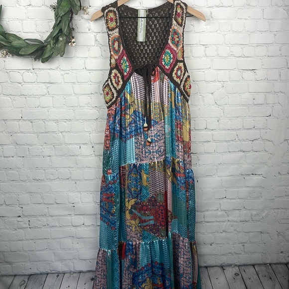 ARATTA Silent Journey Sleeveless Crochet Bodice Maxi Dress size small - Picture 2 of 10